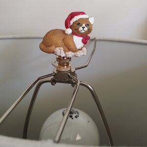 Santa Cat Lamp Finial Christmas Ornament Holiday Decor